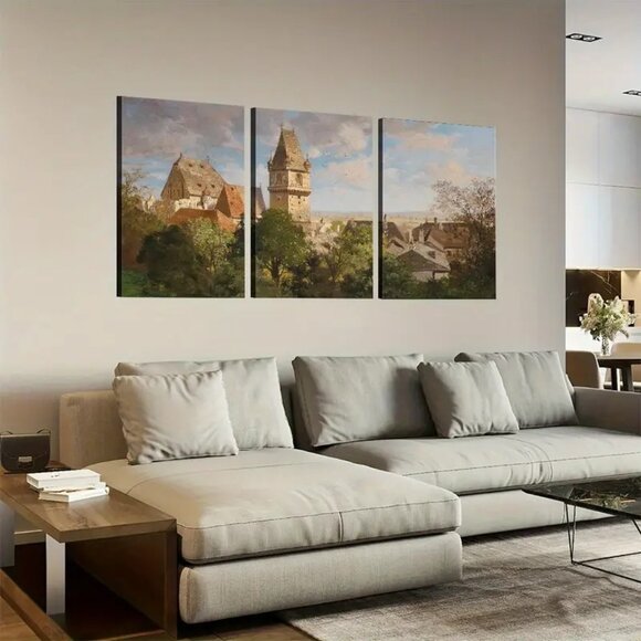Framed Style Canvas European Vintage Architecture Home Hotel and Office Decorati